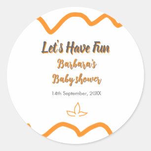 Orange grey retro spanish baby shower boho modern classic round sticker