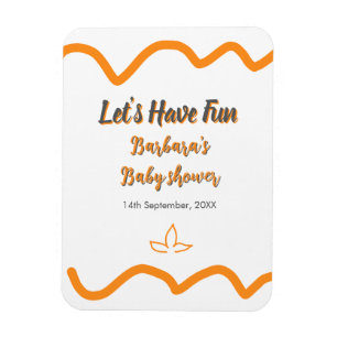 Orange grey retro spanish baby shower boho modern  magnet