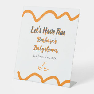 Orange grey retro spanish baby shower boho modern pedestal sign