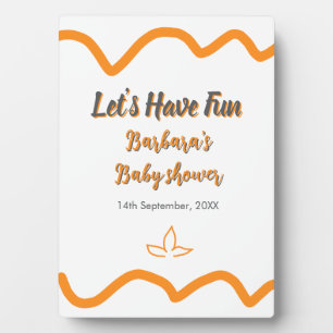 Orange grey retro spanish baby shower boho modern  plaque