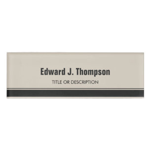 Orange Grey Simple Border Name Tag