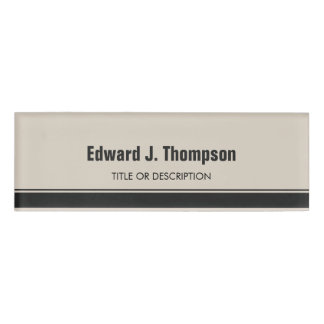 Orange Grey Simple Border Name Tag