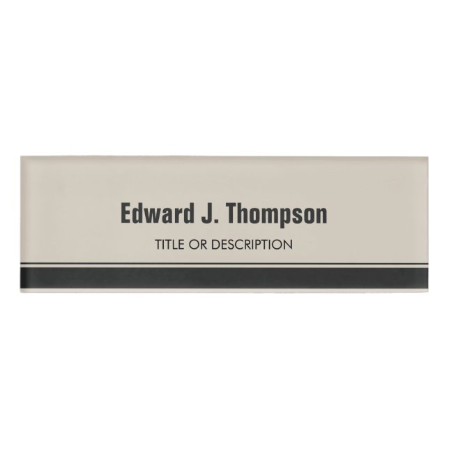 Orange Grey Simple Border Name Tag (Front)