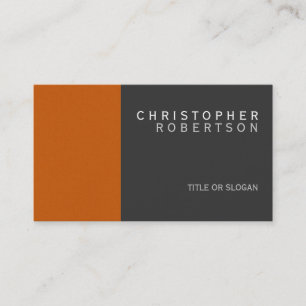 Orange Grey Simple Plain Business Card