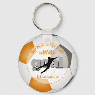 orange grey soccer team colours gifts girls goal keychain