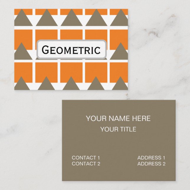 Orange Grey Square Triangle Geometric Business Card (Front/Back)