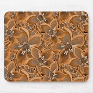Orange, grey watercolor flowers.  mouse pad
