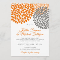 Orange & Grey Wedding Invitations | Floral & Fun