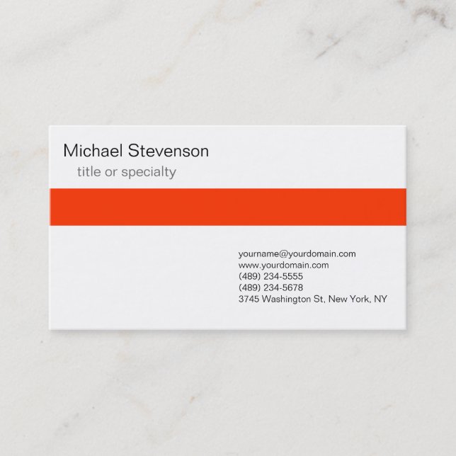 Orange Grey White Consultant Business Card (Front)