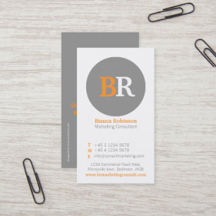 Orange, grey & white glass circle business card