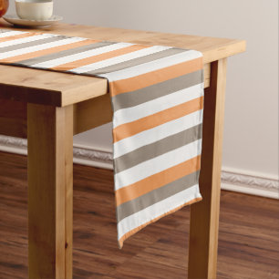 Orange, grey, white modern thin Lines Fall Trend Short Table Runner