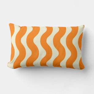 Orange Groovy Wavy Stripe Abstract Modern Spring Lumbar Pillow