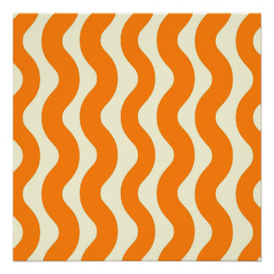 Orange Groovy Wavy Stripe Abstract Modern Spring Poster