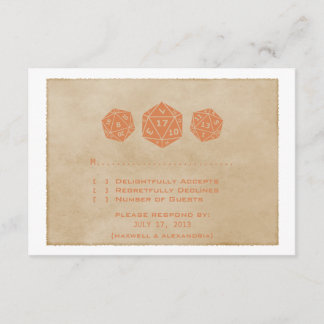 Orange Grunge D20 Dice Gamer RSVP Card CUSTOMDATE