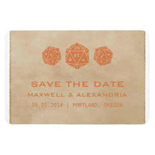 Orange Grunge D20 Dice Gamer Save the Date Magnet