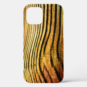 Orange Grunge Wood Grain iPhone 12 Case