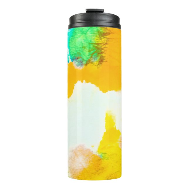 Orange Grungy Paint. Tie Dye Print. Colourful Bati Thermal Tumbler (Front)