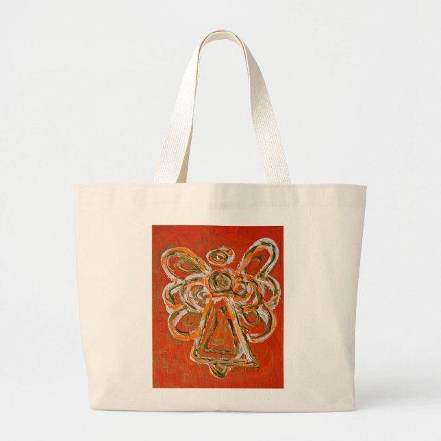Orange Guardian Angel Art Custom Tote Bag (Front)