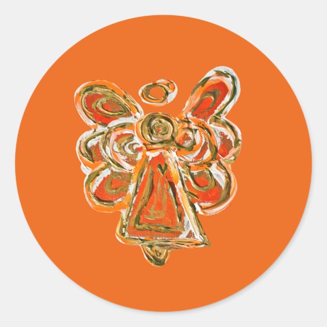 Orange Guardian Angel Art Decal Stickers (Front)