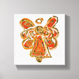 Orange Guardian Angel Art Wrapped Canvas Painting