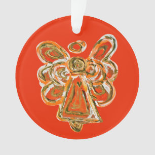 Orange Guardian Angel Christmas Pendant Ornament