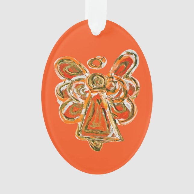 Orange Guardian Angel Christmas Pendant Ornaments (Front)