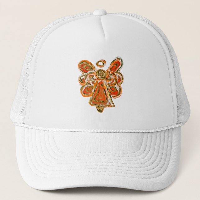 Orange Guardian Angel Custom Art Casquette ou Casq (Devant)