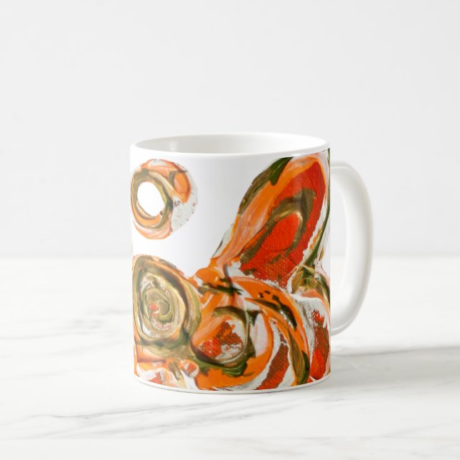 Orange Guardian Angel Custom Art Coffee Mug Cup (Front Right)
