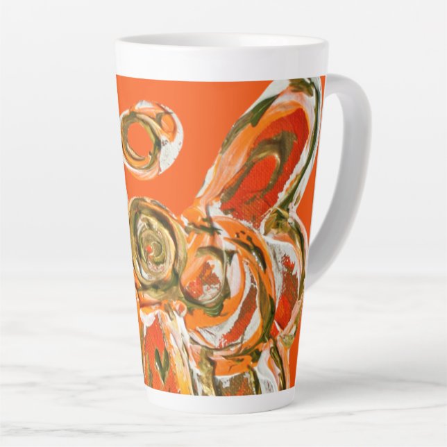 Orange Guardian Angel Custom Latte Cup Coffee Mug (Angle droit)