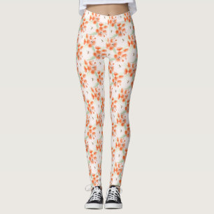 Orange gum and bees watercolor patterned leggings