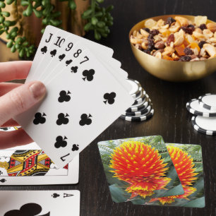 Orange Guzmania Conifera Tropical Floral Playing Cards