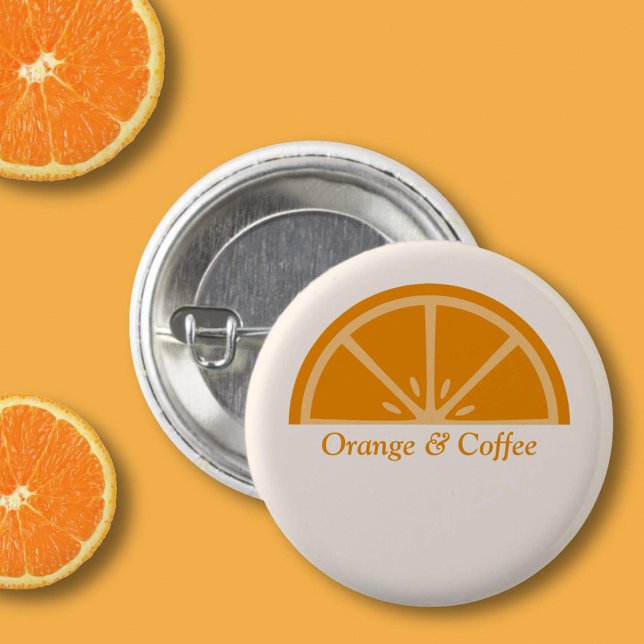 Orange Half-Slice  1 Inch Round Button (Orange Half-Slice Button)