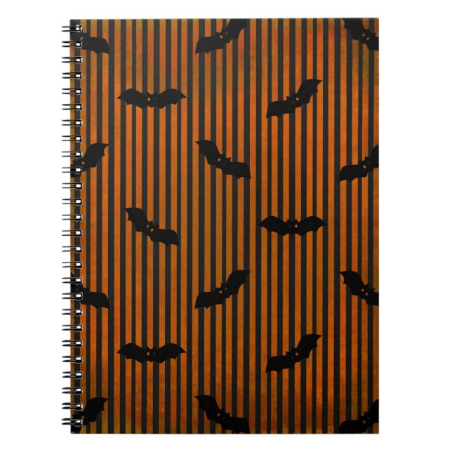 Orange Halloween Bats Notebook (Front)