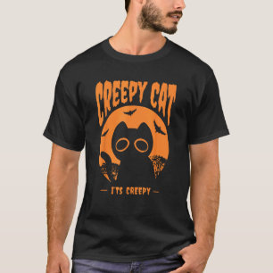 Orange Halloween Cat Bats T-Shirt