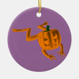 Orange Halloween Frog Ceramic Ornament