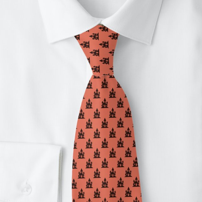 Orange Halloween Haunted House Tie (Creator Uploaded)