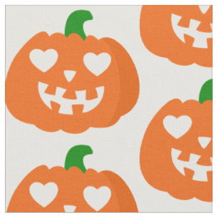 orange halloween heart pumpkin jack-o-lantern fabric