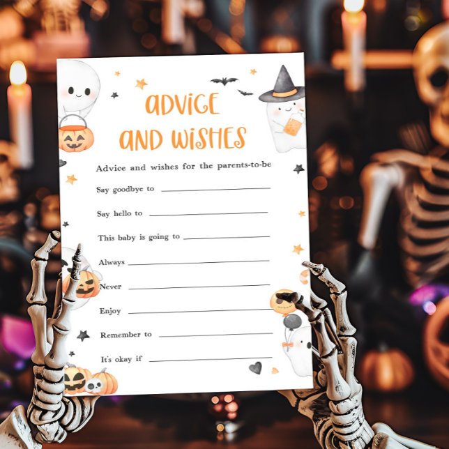 Orange Halloween Little Boo Advice and Wishes Game (Baby is Brewing Baby Shower Advice and Wishes Game)