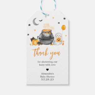 Orange Halloween Little Boo Baby Shower Favour Tag