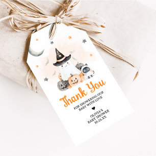 Orange Halloween Little Boo Baby Shower Favour Tag