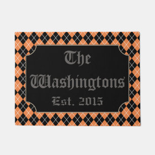 Orange Halloween Personalized Doormat