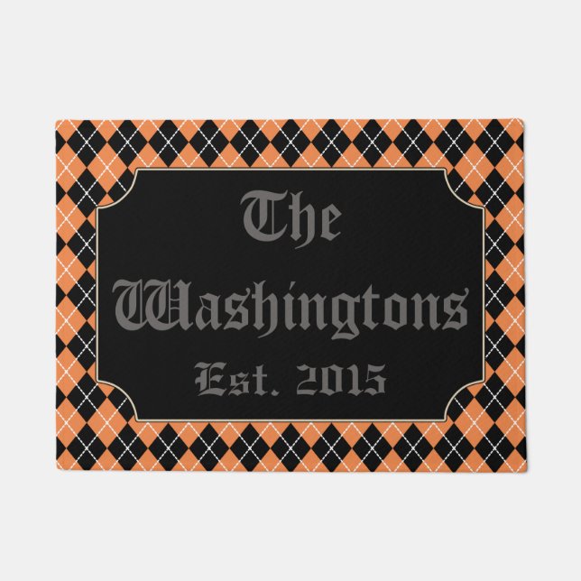 Orange Halloween Personalized Doormat (Front)