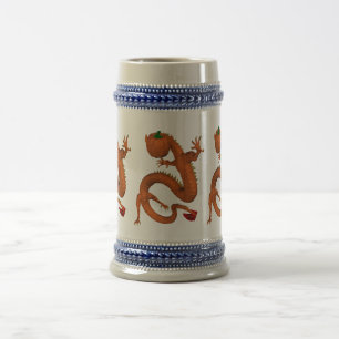 Orange Halloween Pumpkin Dragon Beer Stein