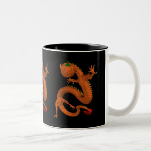 Orange Halloween Pumpkin Dragon Two-Tone Coffee Mug