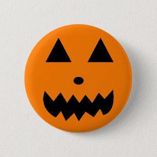 Orange Halloween Pumpkin Face 2 Inch Round Button