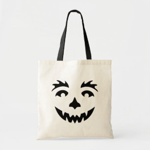 Orange Halloween Pumpkin Face Tote Bag