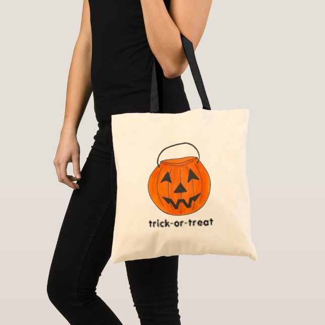 Orange Halloween Pumpkin Patch Trick or Treating  Tote Bag (Front (Product))