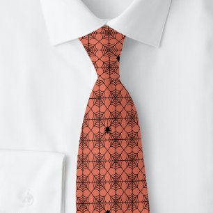 Orange Halloween Spider Web Tie