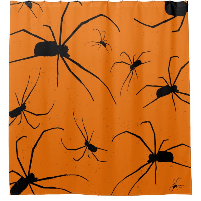 Orange Halloween Spiders Pattern, Black Spider (Front)