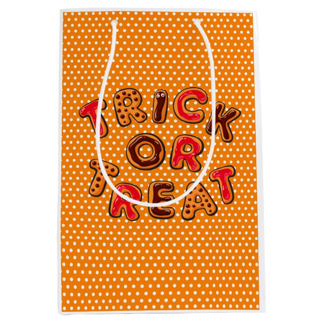 Orange Halloween Trick Or Treat Medium Gift Bag (Front)